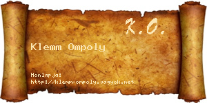 Klemm Ompoly névjegykártya