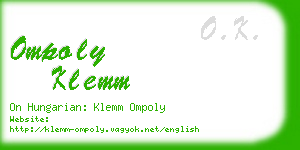 ompoly klemm business card